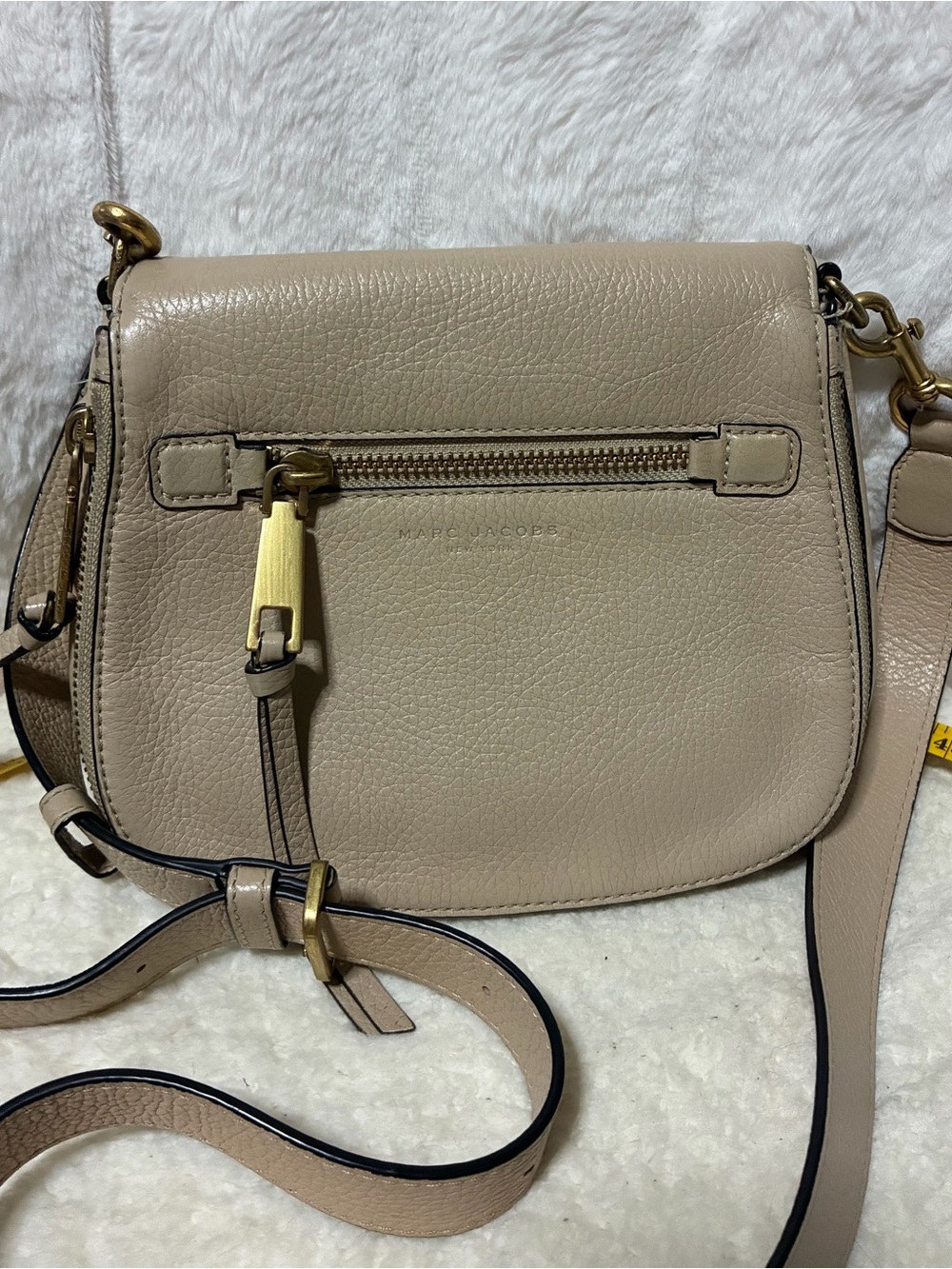 Marc Jacobs Taupe Pebbled Leather Crossbody with Gold Hardware